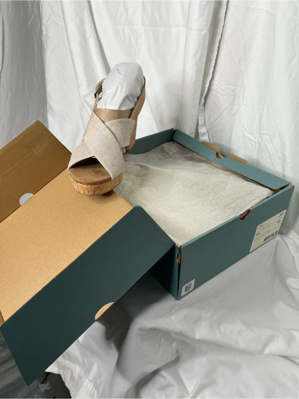 Toms Beige Cork Platform Wedge Sandals - Picture 8 of 8
